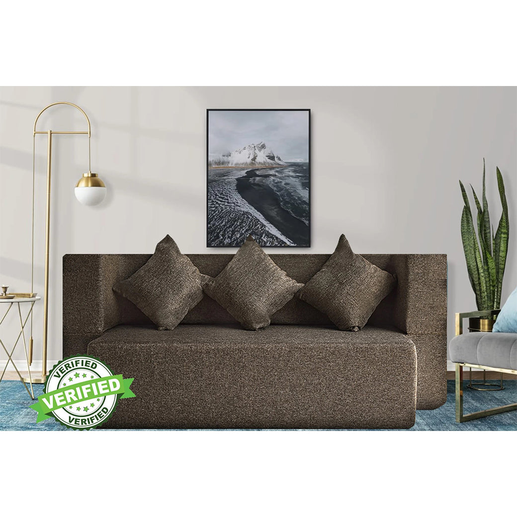 Little Smile luxurious Sofa Cum Bed – Jute Fabric with Washable Cover