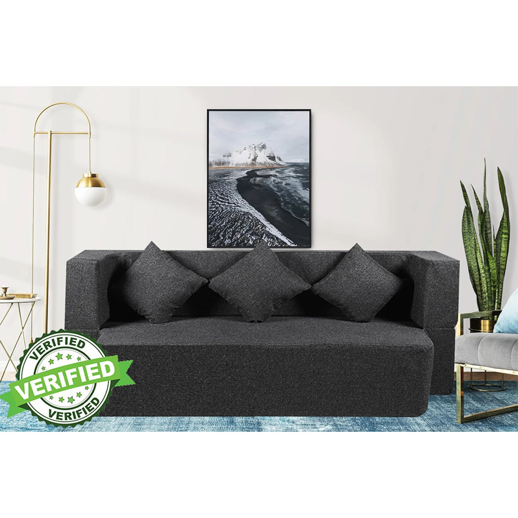 Little Smile luxurious Sofa Cum Bed – Jute Fabric with Washable Cover