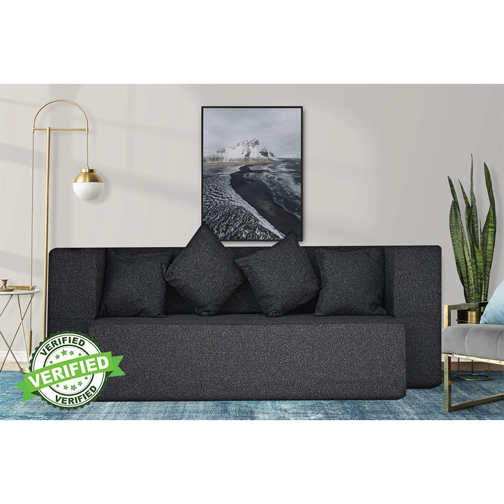 Little Smile luxurious Sofa Cum Bed – Jute Fabric with Washable Cover