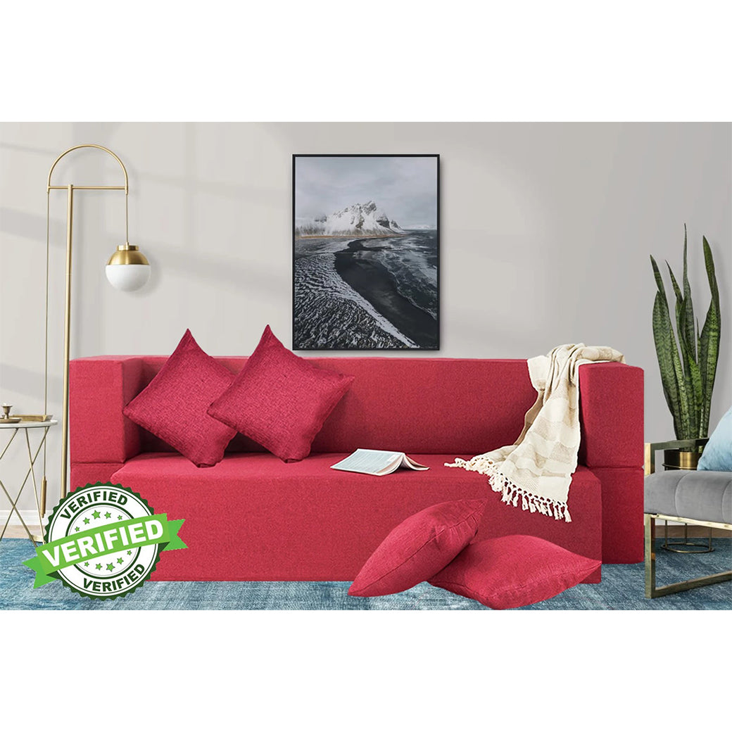 Little Smile luxurious Sofa Cum Bed – Jute Fabric with Washable Cover