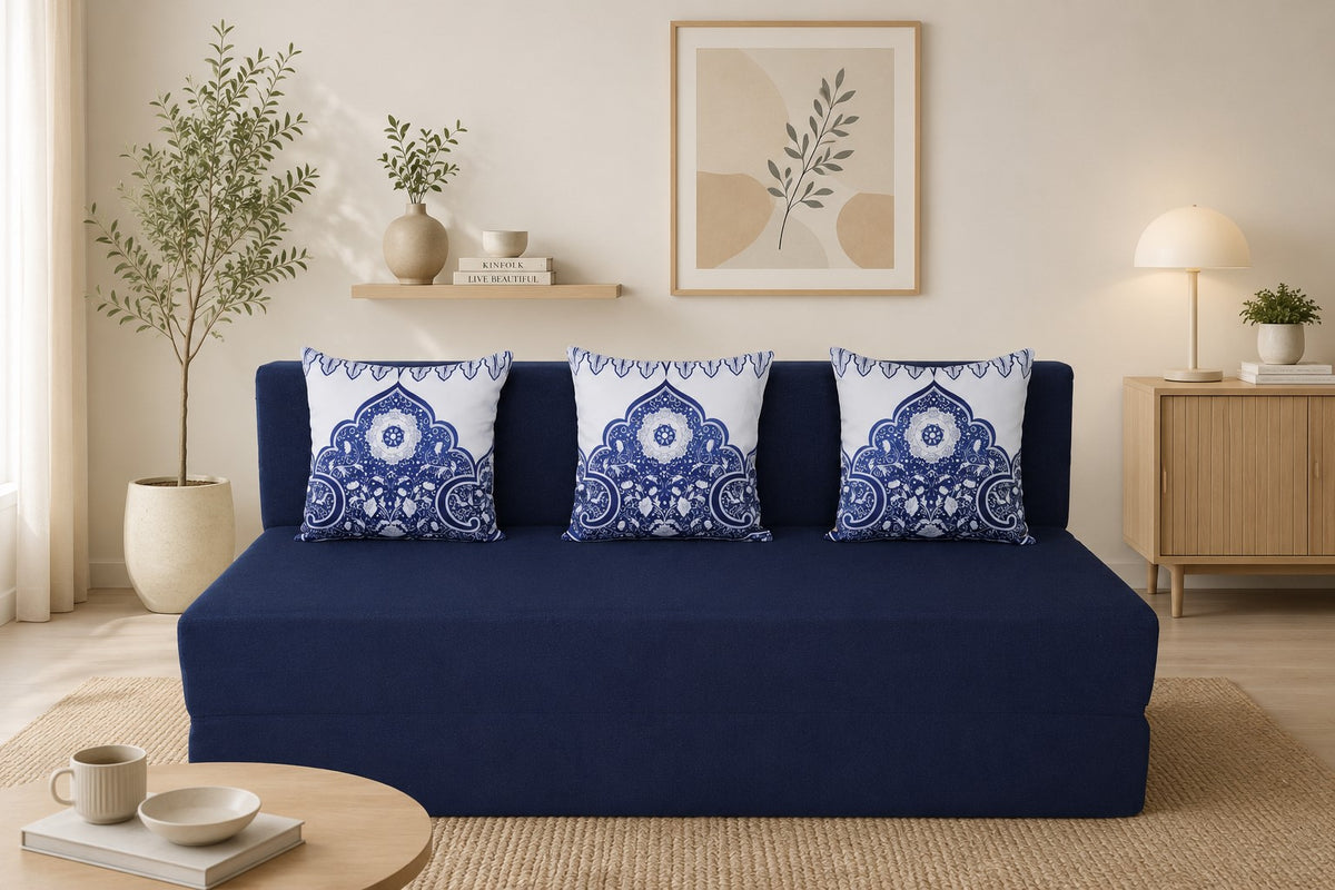 Little Smile luxurious Sofa Cum Bed – Jute Fabric with Washable Cover