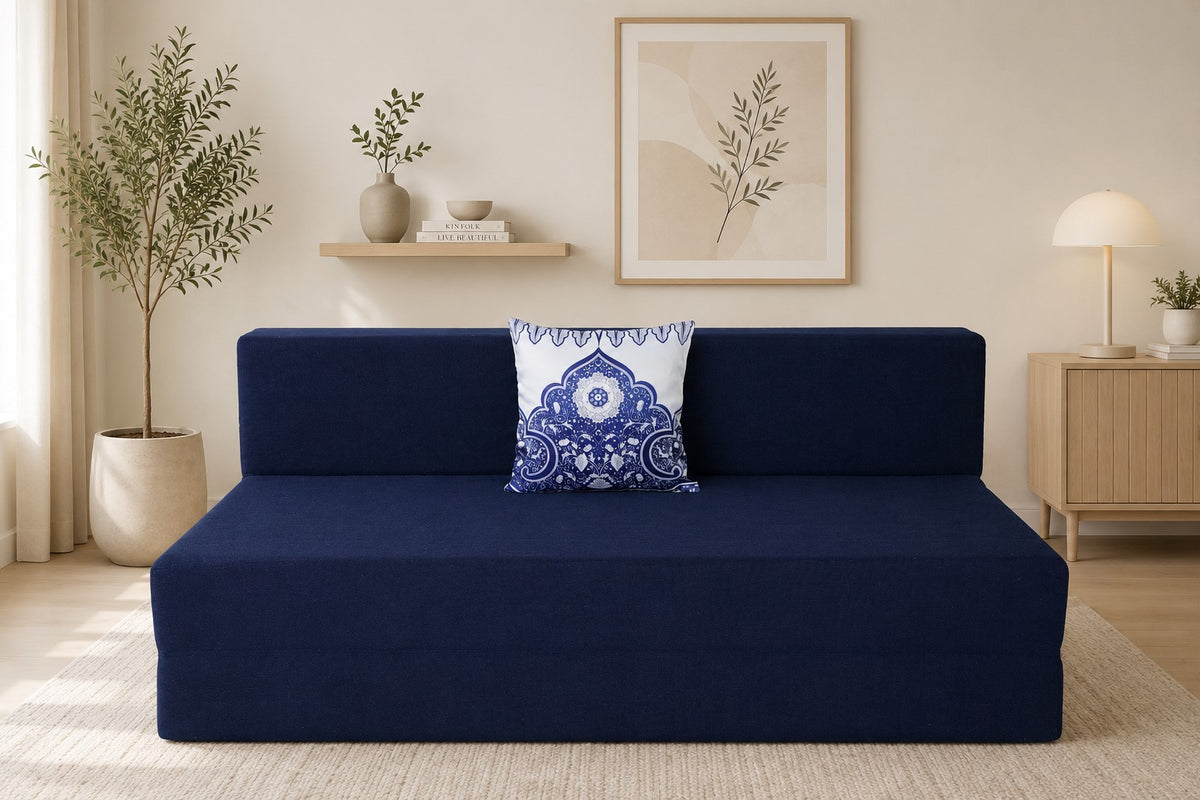 Little Smile luxurious Sofa Cum Bed – Jute Fabric with Washable Cover