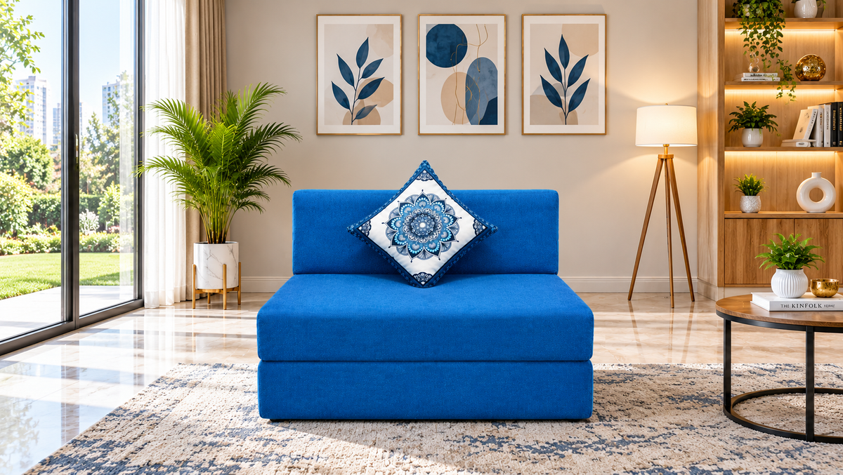Little Smile luxurious Sofa Cum Bed – Jute Fabric with Washable Cover