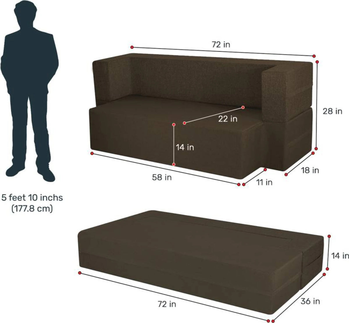 Little Smile luxurious Sofa Cum Bed – Jute Fabric with Washable Cover