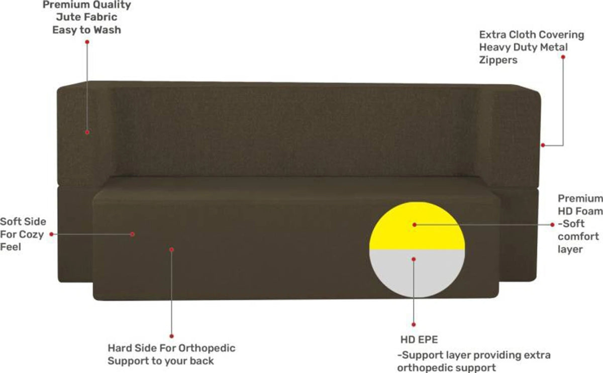 Little Smile luxurious Sofa Cum Bed – Jute Fabric with Washable Cover