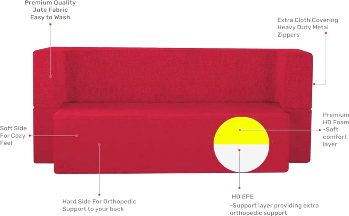 Little Smile luxurious Sofa Cum Bed – Jute Fabric with Washable Cover