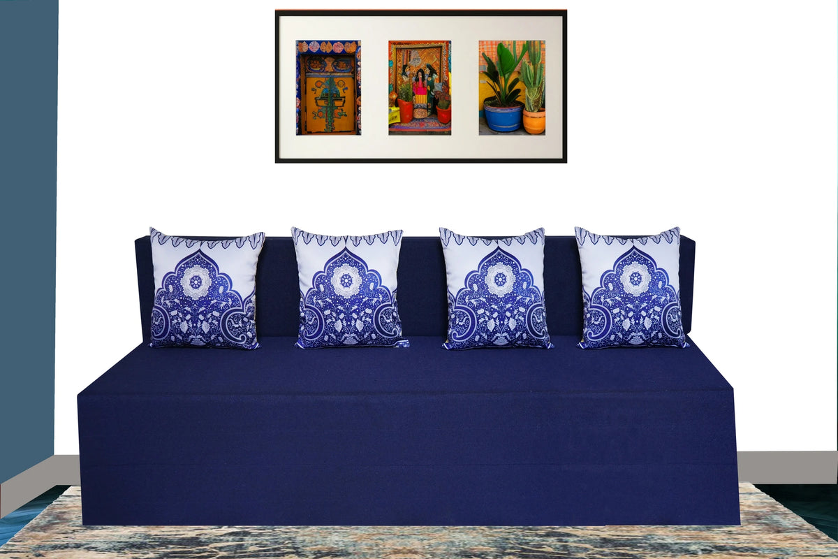Little Smile luxurious Sofa Cum Bed – Jute Fabric with Washable Cover