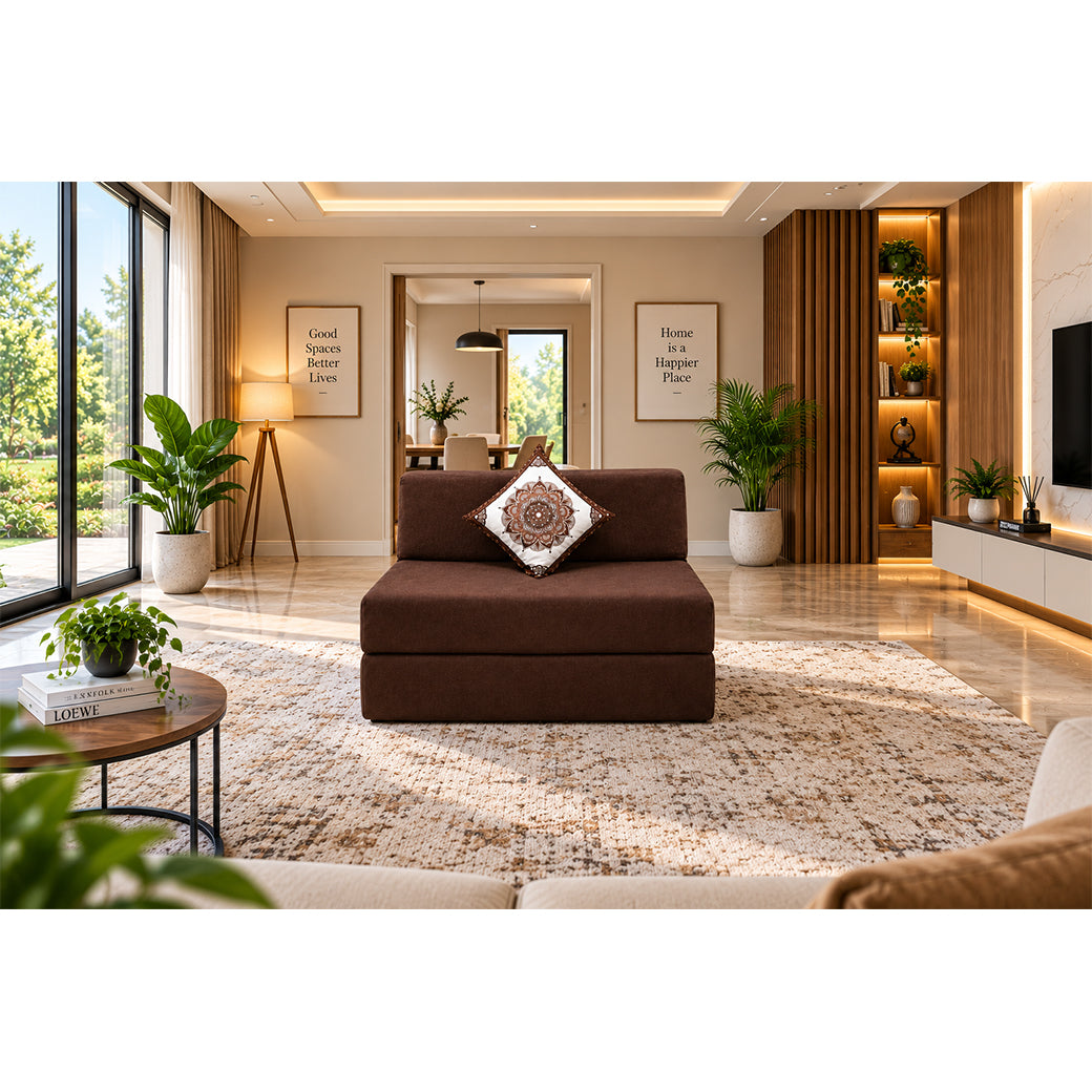Little Smile luxurious Sofa Cum Bed – Jute Fabric with Washable Cover