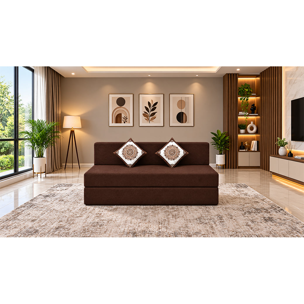Little Smile luxurious Sofa Cum Bed – Jute Fabric with Washable Cover