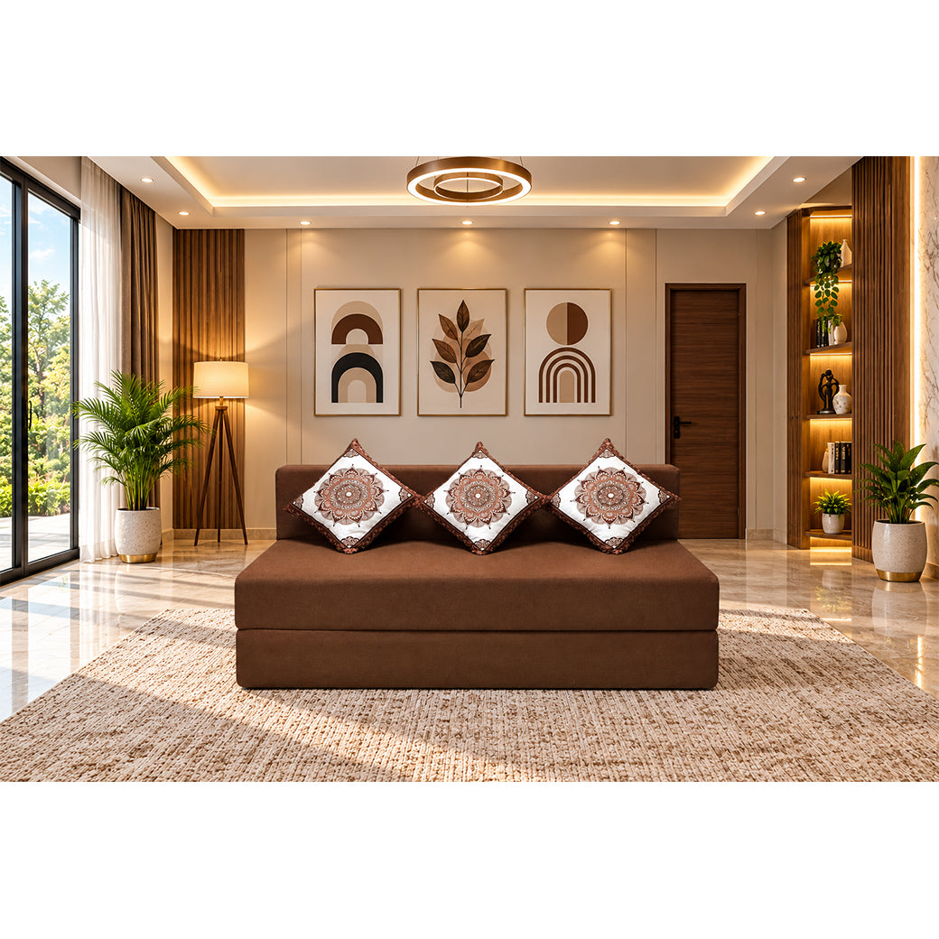 Little Smile luxurious Sofa Cum Bed – Jute Fabric with Washable Cover