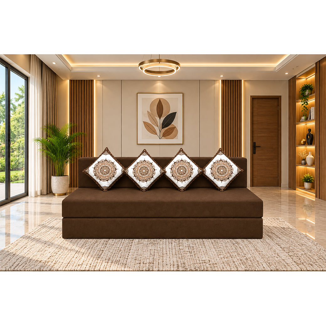 Little Smile luxurious Sofa Cum Bed – Jute Fabric with Washable Cover