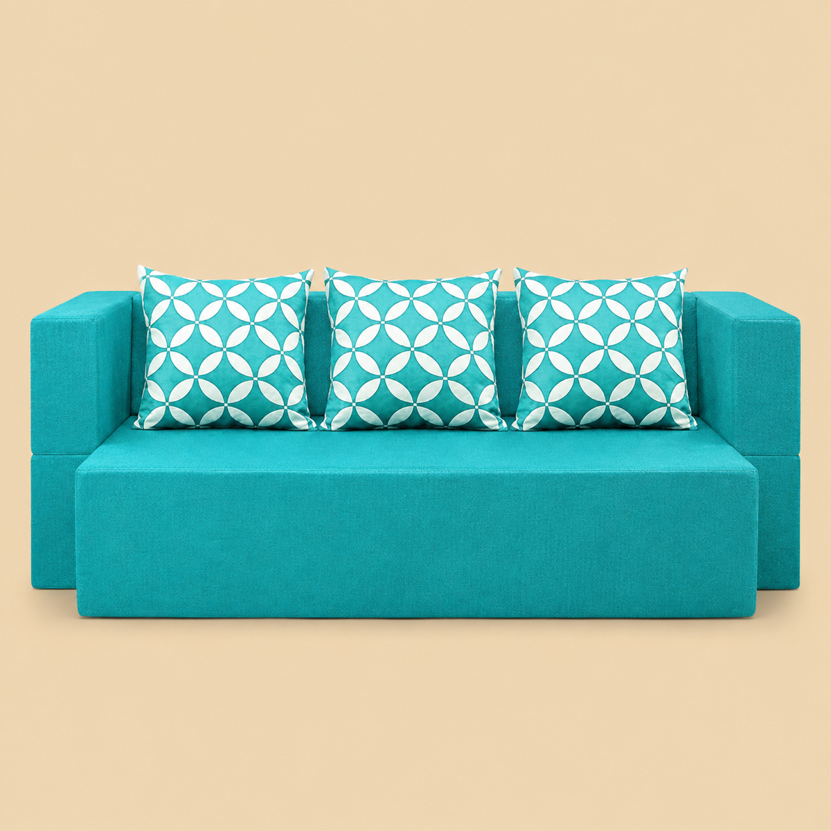 Little Smile luxurious Sofa Cum Bed – Jute Fabric with Washable Cover