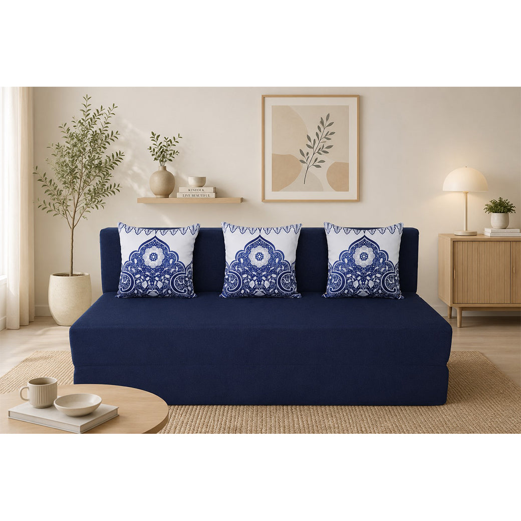 Little Smile luxurious Sofa Cum Bed – Jute Fabric with Washable Cover
