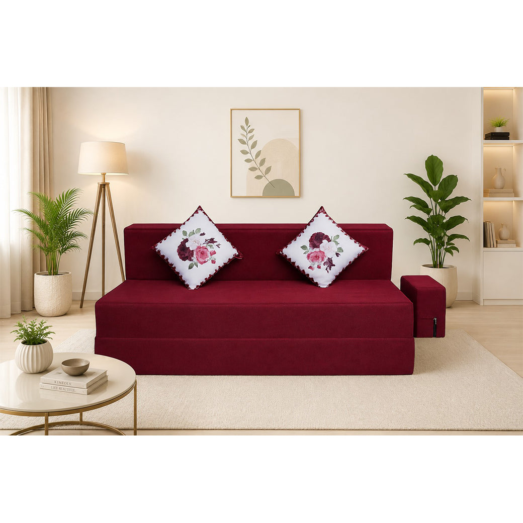 Little Smile luxurious Sofa Cum Bed – Jute Fabric with Washable Cover